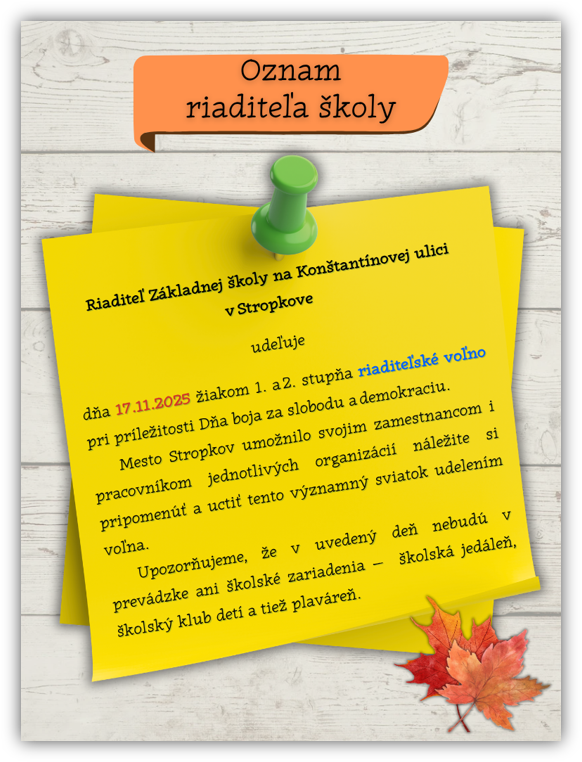 Oznam riaditeľa školy - Obrázok 1