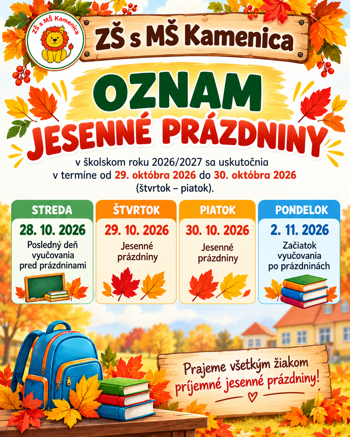 Jesenné prázdniny - Zobraziť obrázok 1