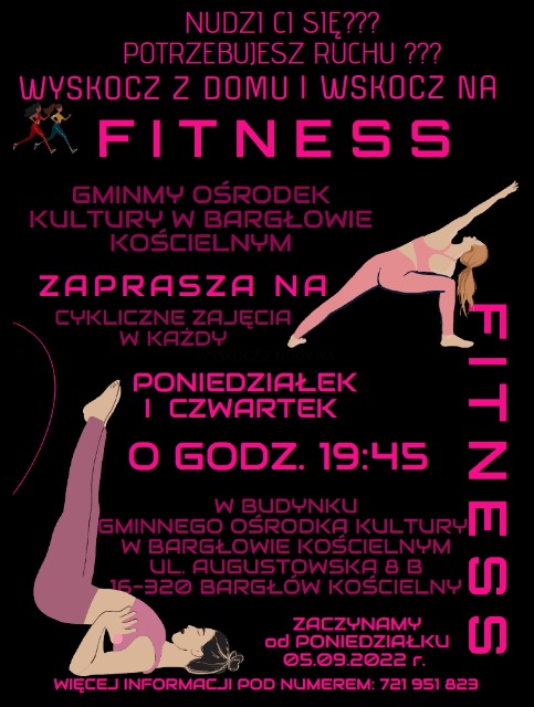 Gminny Ośrodek Kultury w Bargłowie Kościelnym zaprasza na zajęcia fitness - Obrazek 1