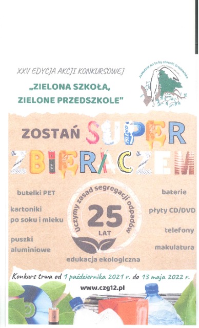 XXV edycja akcji konkursowej "ZIELONA SZKOŁA, ZIELONE PRZEDSZKOLE"" - Obrazek 1