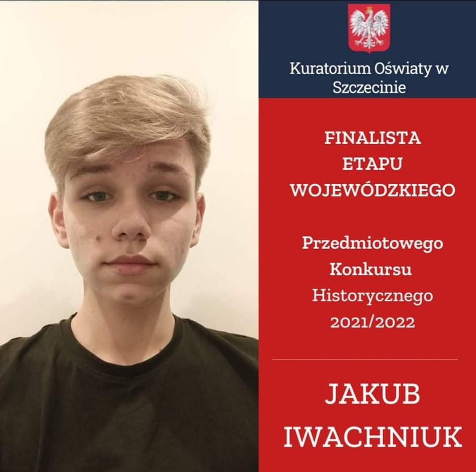 JAKUB IWACHNIUK - Finalistą wojewódzkiego Konkursu Historycznego - Obrazek 1