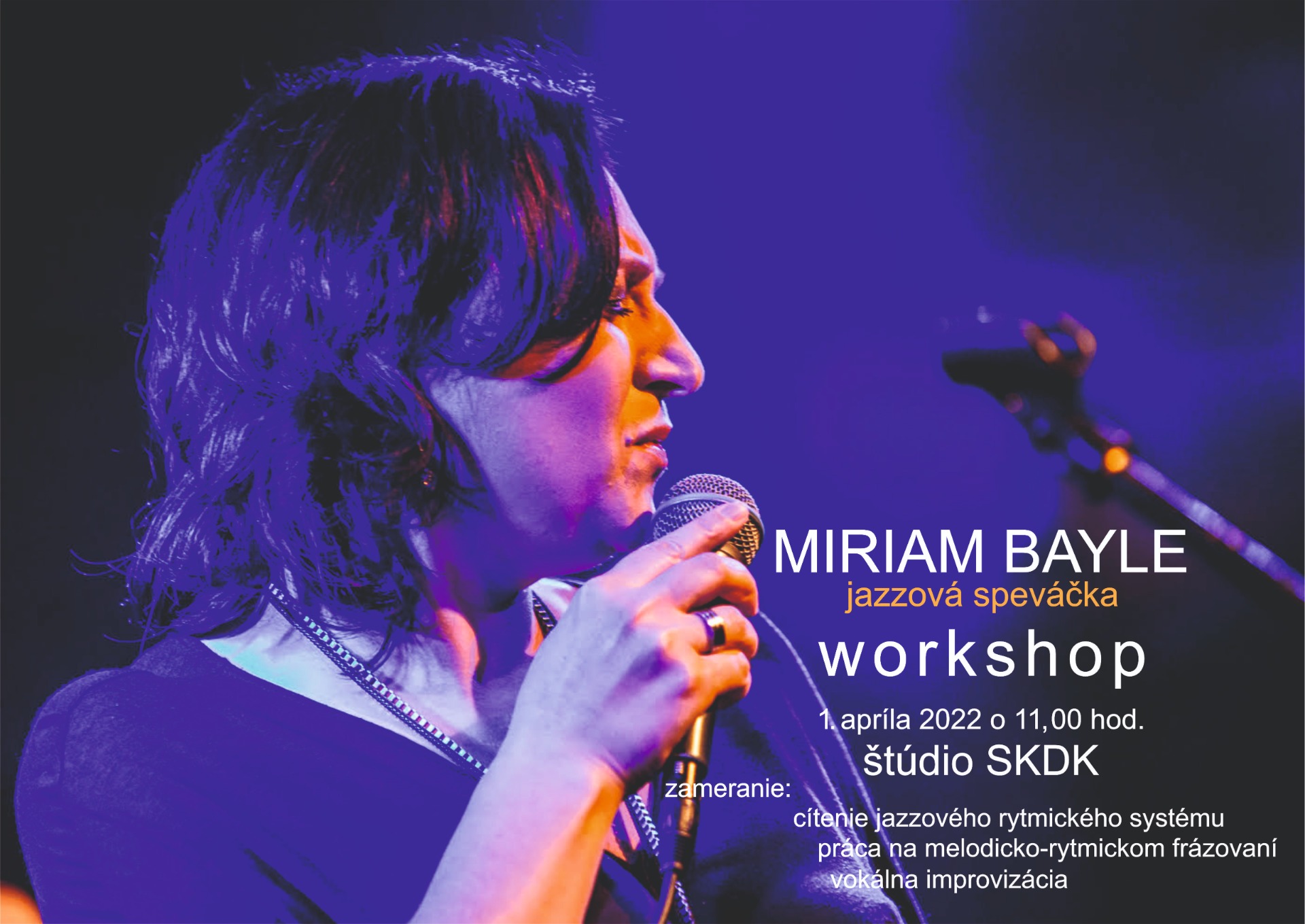 POZVÁNKA na workshop jazzovej speváčky Miriam BAYLE - Obrázok 1