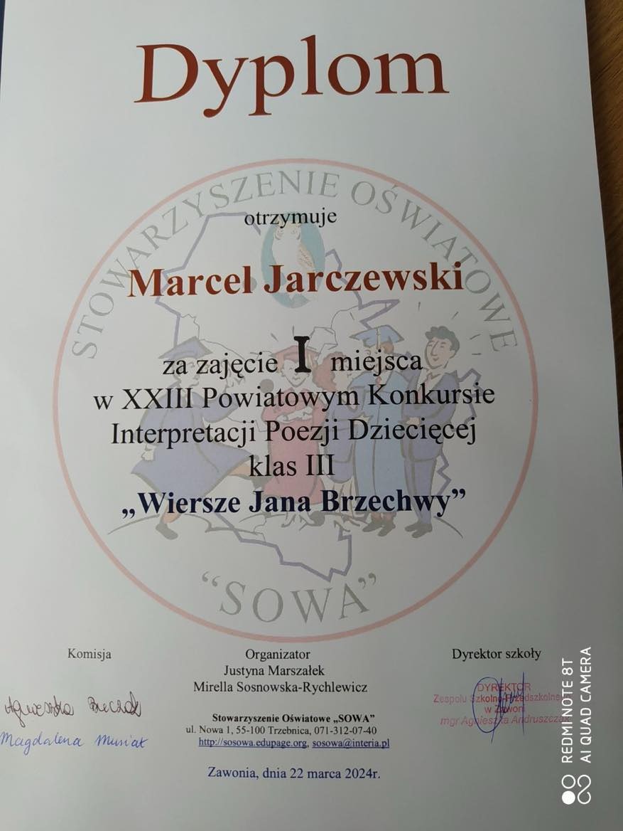 XXIII Powiatowy Konkurs Interpretacji Poezji Dziecięcej – I miejsce dla Marcela Jarczewskiego - Obrazek 5