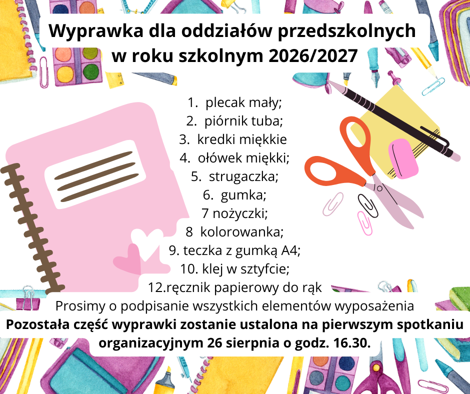 Wyprawka dla oddziałów przedszkolnych w roku szkolnym 2026/2027 - Obrazek 1