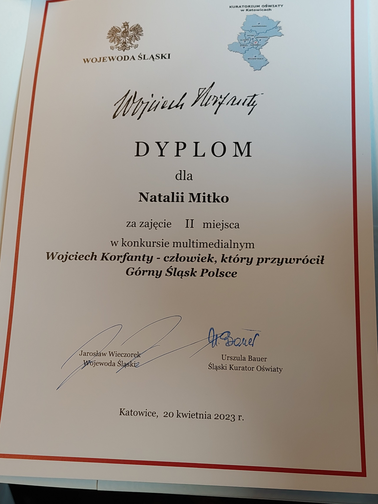 Dyplom Natalii