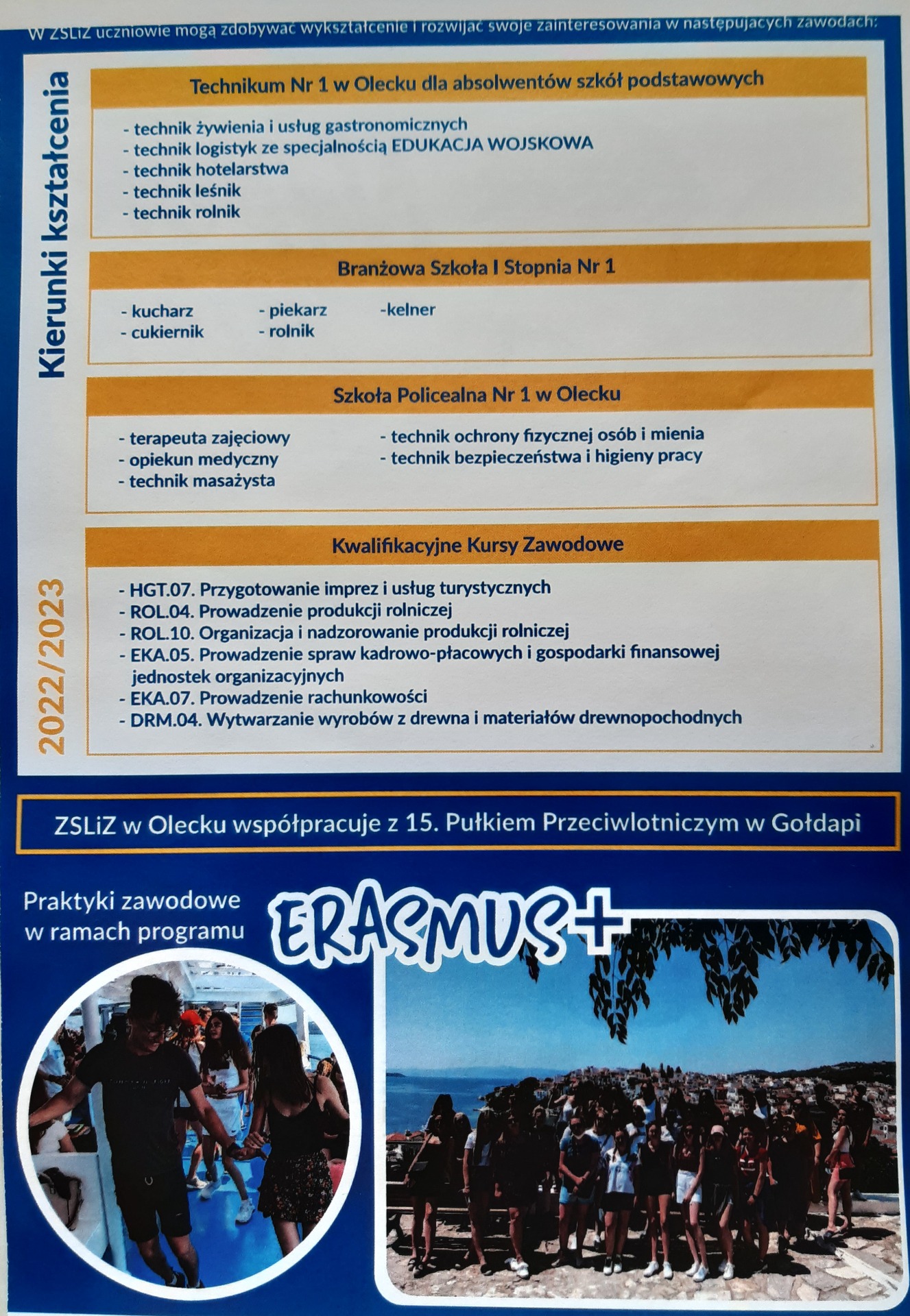 Infografika oferta edukacyjna Zespołu Szkół Licealnych i Zawodowych w Olecku