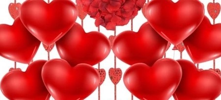 Walentynka - czerwone serca na białym tle