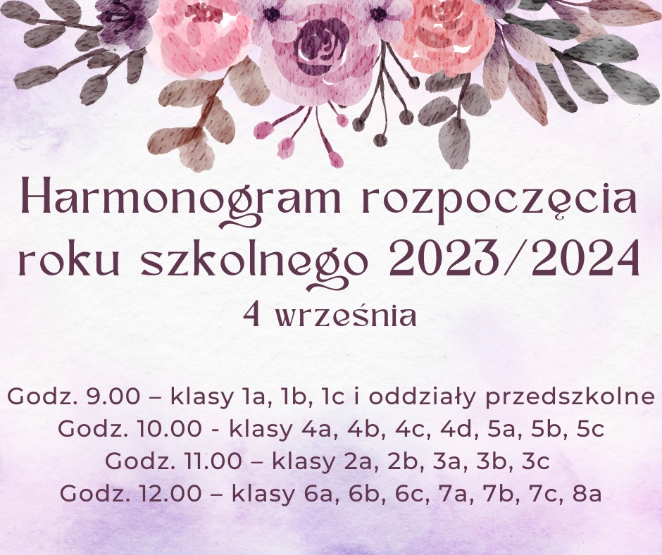 Harmonogram rozpoczęcia roku szkolnego 2023/2024 - Obrazek 1