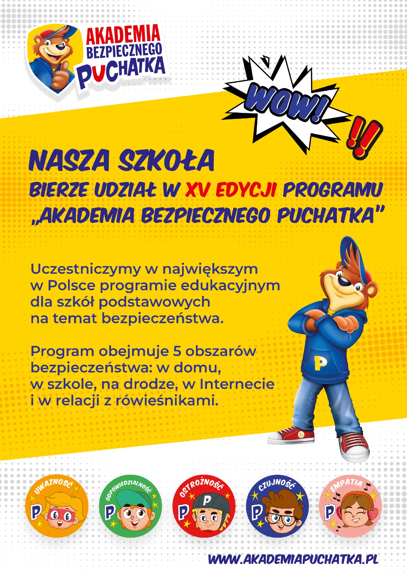 Plakat programu Akademia Bezpiecznego Puchatka