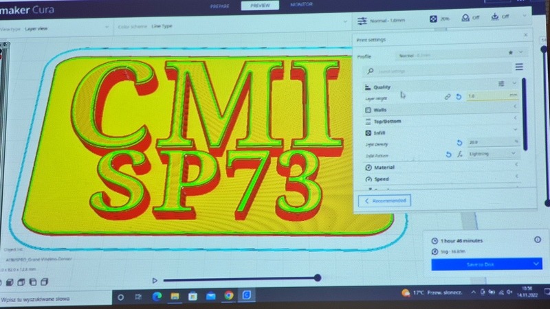 projektowanie logo koła CMI w 3D